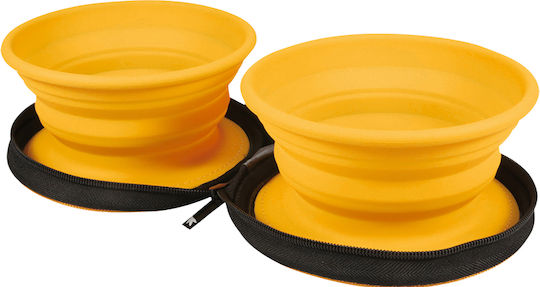 Travel Schalen aus Silikon Wasser für Hund & Katze 2x 350ml in Orange Farbe