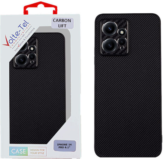 Volte-Tel Carbon Lift Umschlag Rückseite Silikon Schwarz (Redmi Note 12 4G)