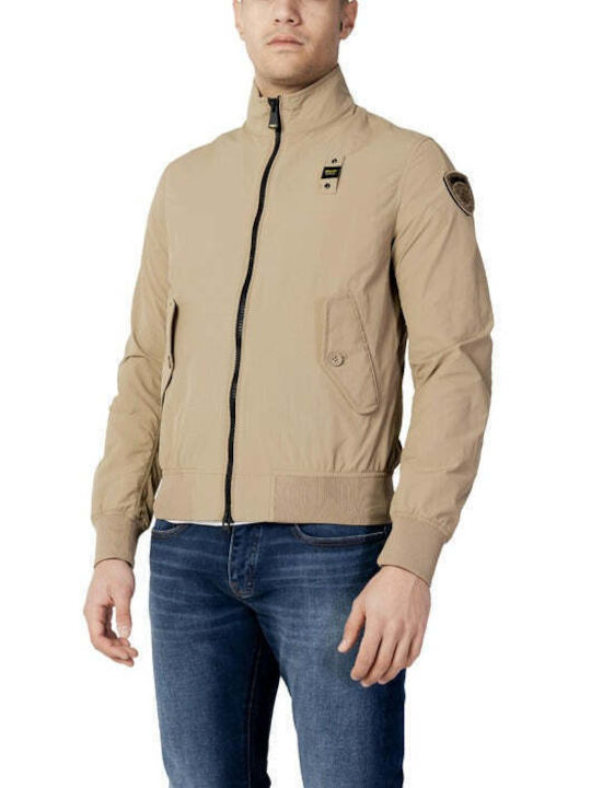 Blauer Herren Winter Jacke Lässig Beige