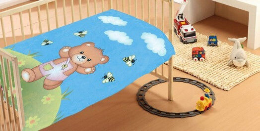 Dimcol Одеяло Детско легло Bear 01 Велур Син 110x140см.