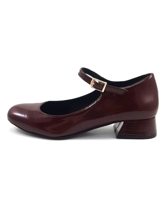 Pegabo Patent Leather Burgundy Heels with Strap