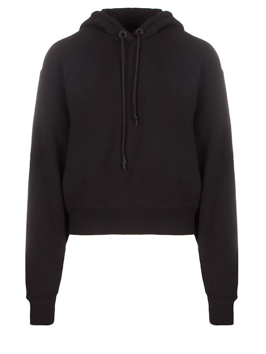 Cropped Women's Sweatshirt Hooded Blk