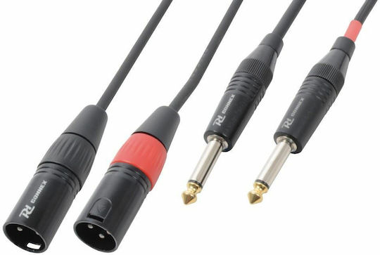 Power Dynamics XLR-Kabel männlich - 2 x 6,3mm Stecker Schwarz 6,3m CALIN374