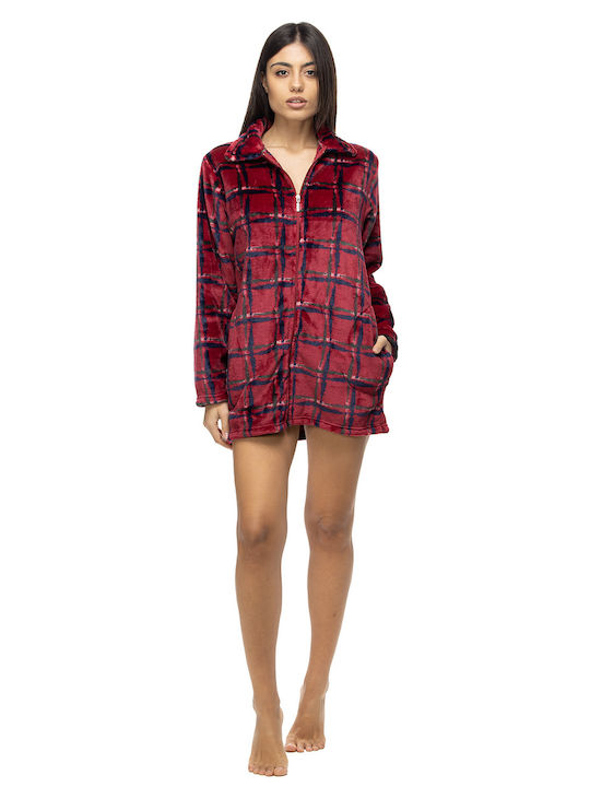 Koyote Winter Women's Velvet Robe Plaid print.