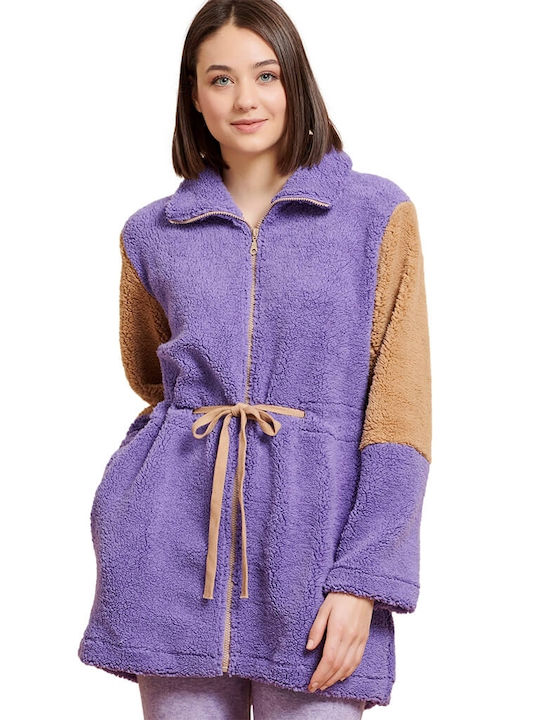 Jeannette Lingerie De iarnă Pentru Femei Fleece Halat Purple Jeannette