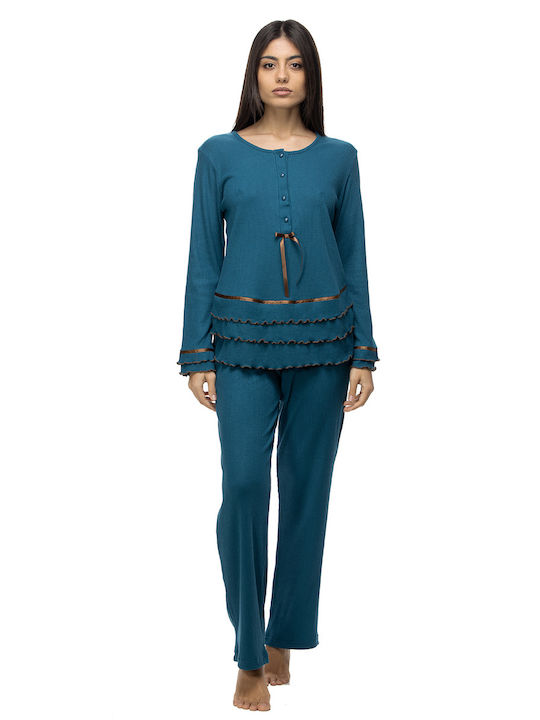 Zaboo Set Winter Women's Pajamas Blue