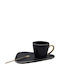 Tasse Kaffee aus Porzellan Schwarz 225ml