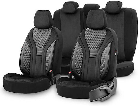 Auto Gs Σετ Καλύμματα Αυτοκινήτου 11τμχ Δερματίνη Design Μαύρα