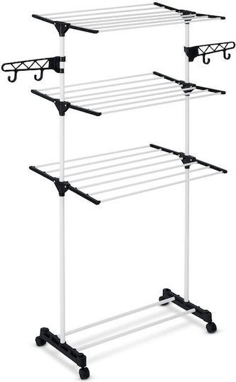 Massido Folding Floor Clothes Drying Rack Metallic with Wheels with Hanging Length 15m