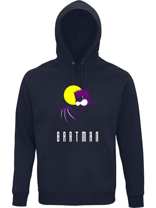 Kapuzenpulli Unisex Bio " Bartman Bart Simpson ist Batman " Marineblau