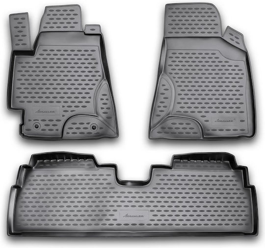 Novline Set of Front and Rear Mats 3pcs Tray Type for Toyota Highlander 2001-2007 Black