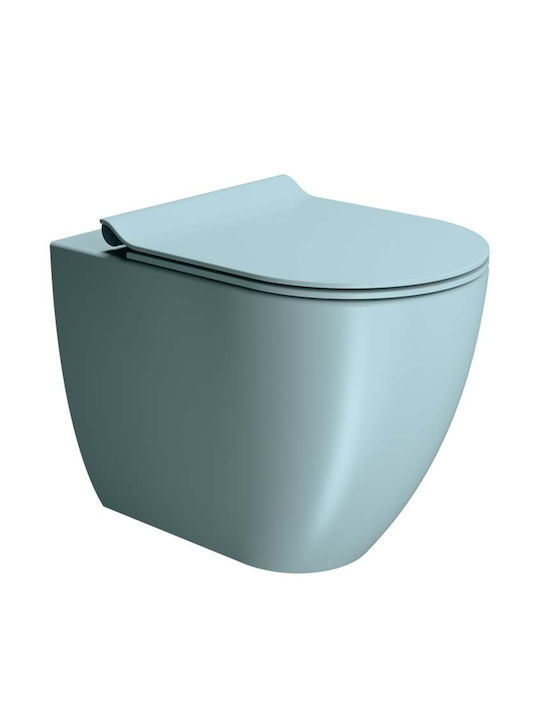GSI Swirl Floor-Standing Toilet with Slim Cover Soft Close Blue GSI Swirl Floor-Standing Toilet with Slim Cover Soft Close Blue
