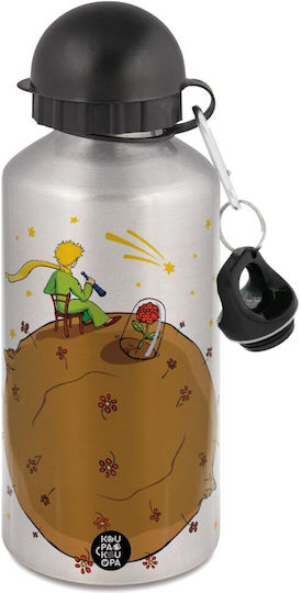 Koupakoupa Kids Water Bottle Little Prince Aluminium with Pop-Up Cap Silver 500ml