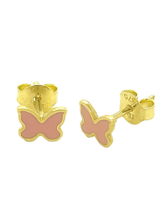 Xryseio Παιδικά Σκουλαρίκια Καρφωτά Πεταλούδες από Χρυσό 9K