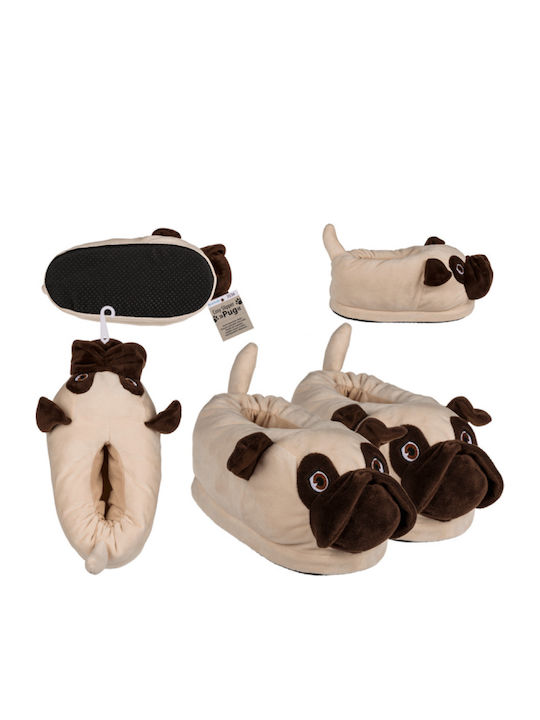 Pug Kinderhausschuhe Beigen