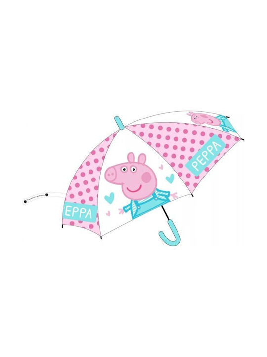 Peppa Pig Kinder Regenschirm Gebogener Handgriff Rosa mit Durchmesser 43.5cm.