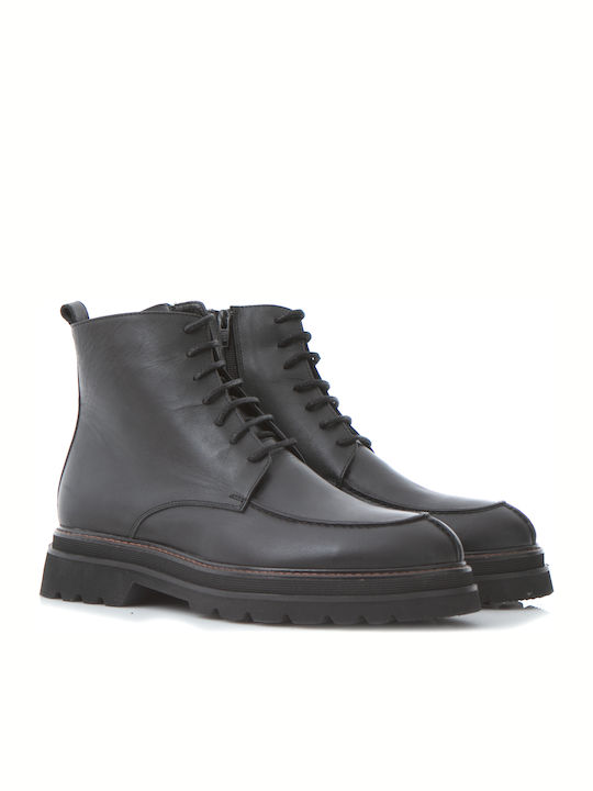 Leather Black Men's Boots with Zipper