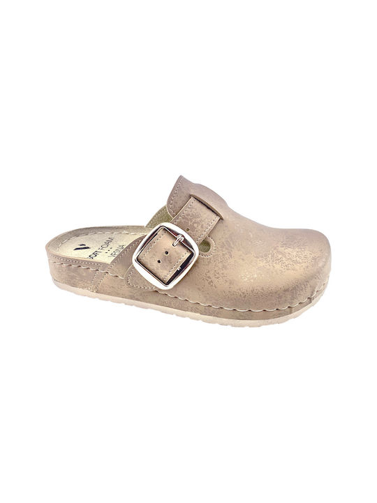 Comfort Way Shoes Γυναικεία Δερμάτινα Ανατομικά Σαμπό Μπεζ