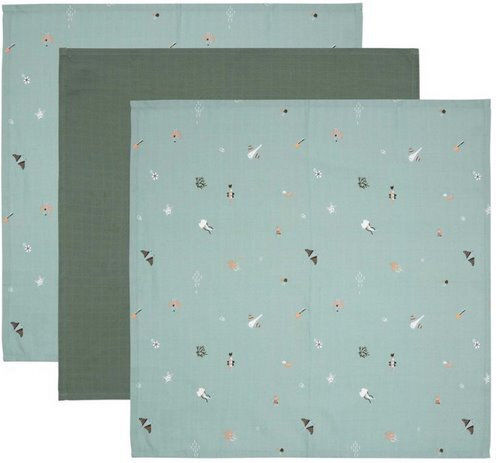 Bebejou Ocean Vibes Kuscheldecken Grün 70x70cm. 3Stück