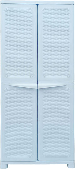 Doppelflügeliger Außenschrank aus Rattan Kunststoff mit 4 Regalen 70x44x173cm