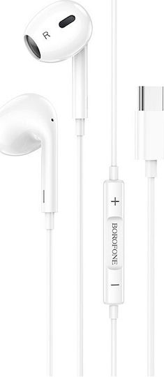 Borofone BM85 Max Earbuds Handsfree με Βύσμα USB-C Λευκό
