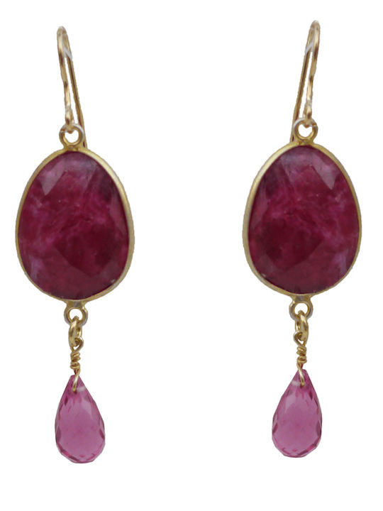 Theodora's Jewellery Обици Висящи от Сребро Позлатени