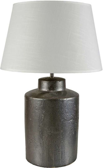 Art et Lumiere Ceramic Table Lamp with White Shade and Silver Base