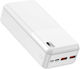 Xipin PX723 Power Bank 30000mAh 22.5W with 2 USB-A Ports and USB-C Port Power Delivery White