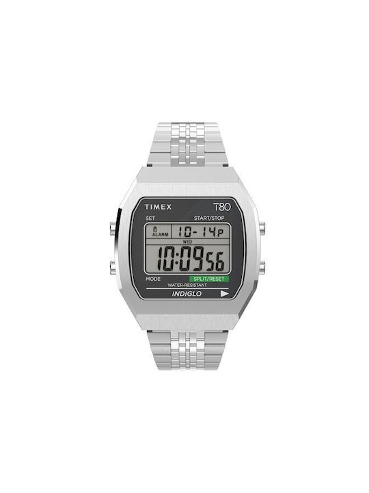 Timex T80 Ανδρικό Ρολόι Μπαταρίας με Ασημί Μεταλλικό Μπρασελέ