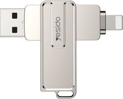 Yesido 256GB USB 2.0 Stick με σύνδεση Lightning Γκρι