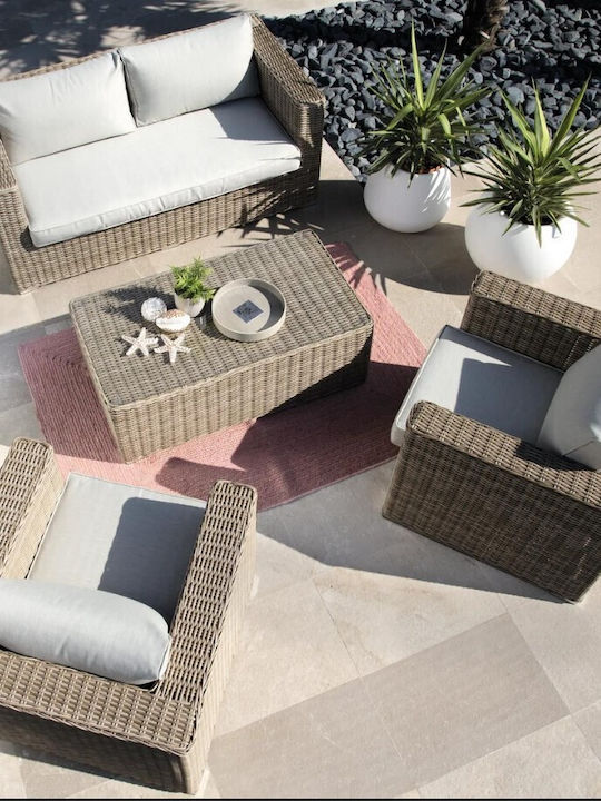Outdoor Living Room Set with Pillows Costa Rica Beige 3pcs