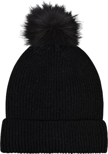 Pom Pom Beanie Beanie Knitted in Black color