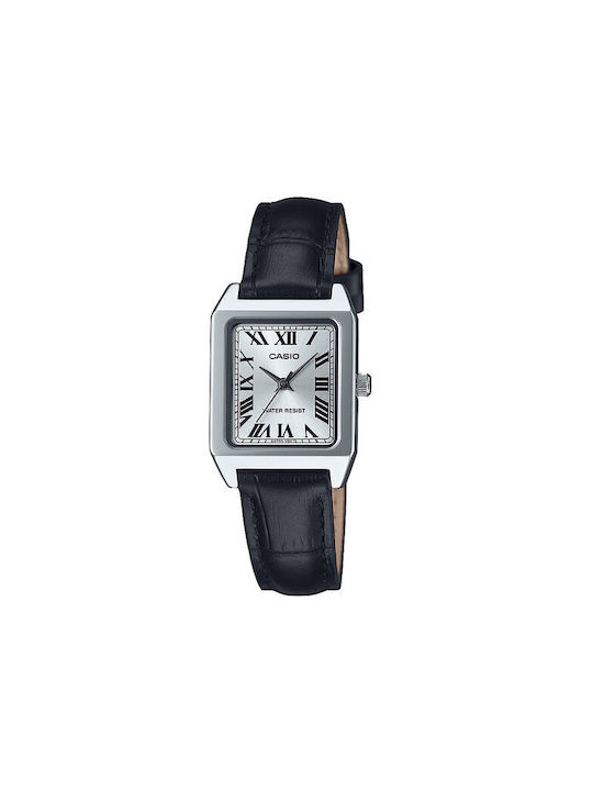 Casio Watch with Black Leather Strap