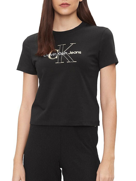 Calvin Klein Monologo Baby Women's Athletic Crop T-shirt Black