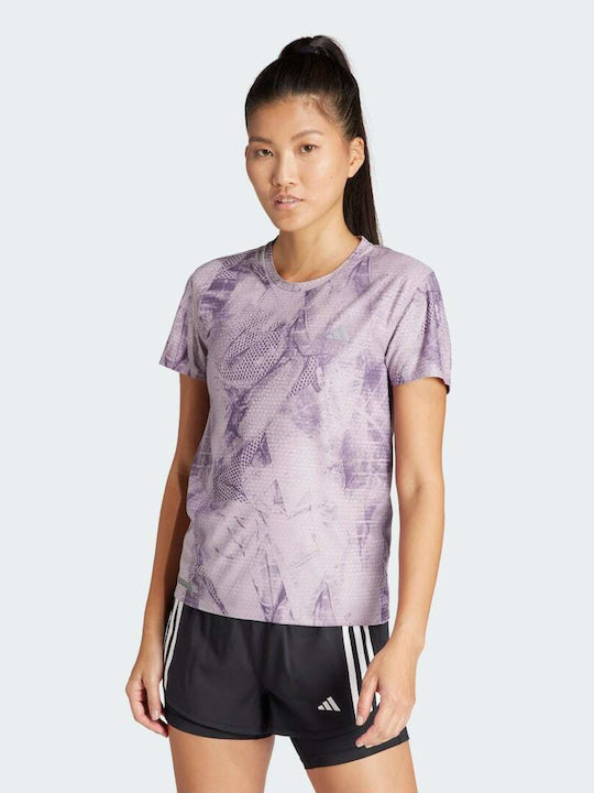 Adidas Allover Print Women's Athletic T-shirt Purple