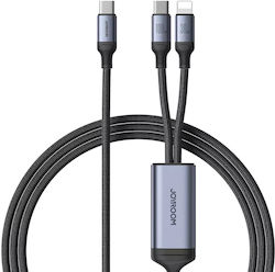 Joyroom SA21-1T2 Braided USB to Lightning / Type-C Cable Μαύρο 1.5m