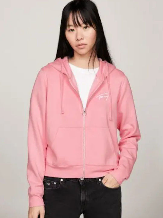 Tommy Hilfiger Reg Signature Women's Hooded Cardigan Pink