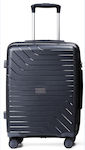 Nautica Medium Travel Suitcase Hard Black with 4 Wheels Height 65cm