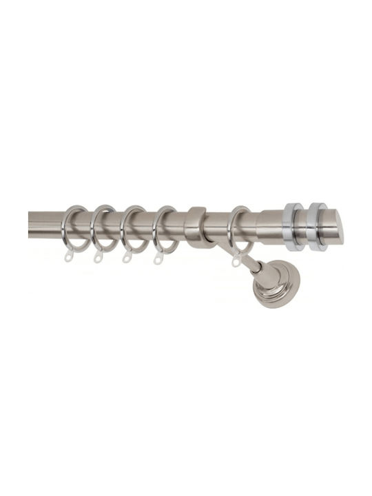 Import Hellas Μεταλλικό Κουρτινόξυλο Νo4 Μονό Φ25mm 110εκ. Νίκελ Ματ