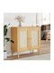 Sideboard made of Solid Wood Coffee / Ratan 80x35x80cm