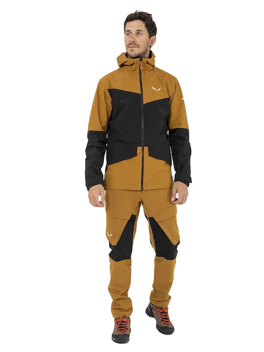 Salewa Puez Men's Winter Hardshell Jacket Waterproof and Windproof Brown