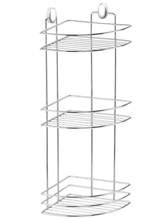 Metalife Ъглов Стенен Рафт за баня Метален 18x18x50см Синя