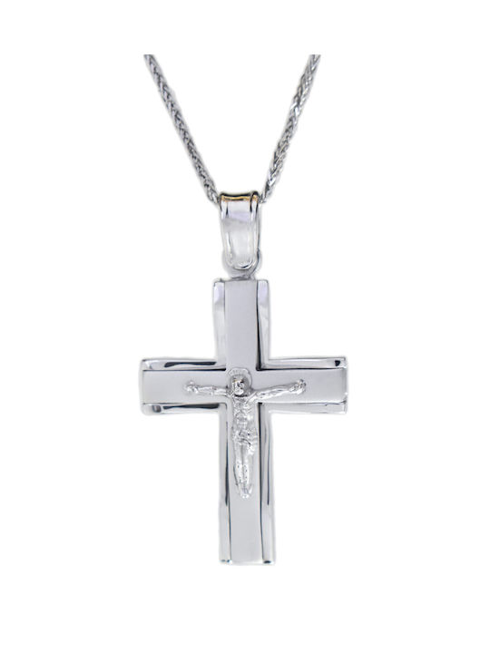 Katsigiannis Herren Weißgold Kreuz 14K