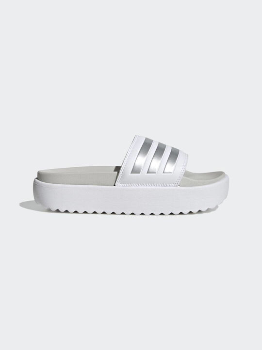 Adidas Adilette Slides με Πλατφόρμα σε Λευκό Χρώμα