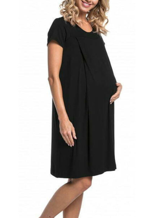 Queen Mother Κοντομάνικο Φόρεμα Εγκυμοσύνης μαύρο