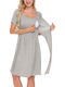Summer Short Sleeve Maternity Dress grey