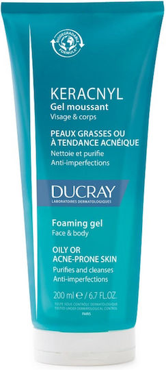 Ducray Keracnyl Gel de Curățare a Feței pentru Controlul Sebumului și Împotriva Imperfecțiunilor 200ml