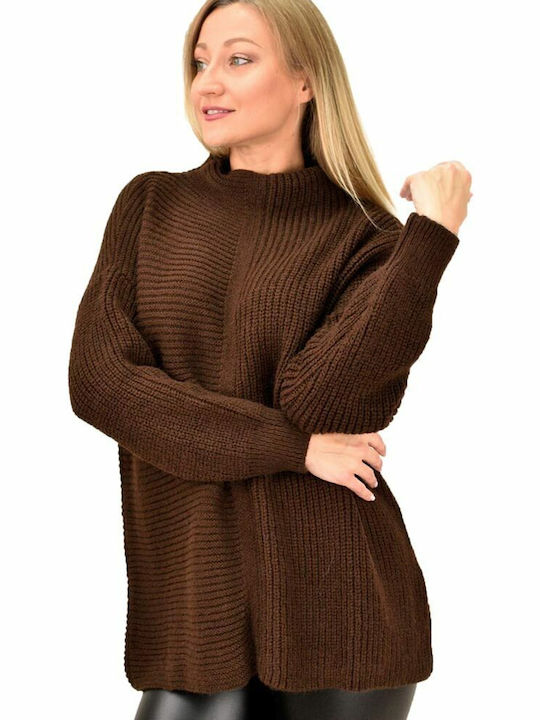 Potre Women's Knitting Tunic Dress Long Sleeve Coffee