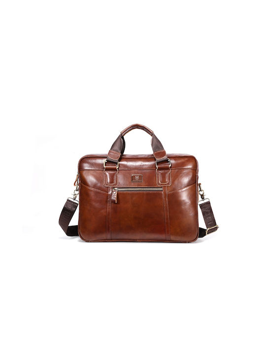 Bull Captain Leather Men's Briefcase Brown