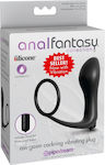 Vibr Vibrating Ring Cock Silicone with Anal Plug Black